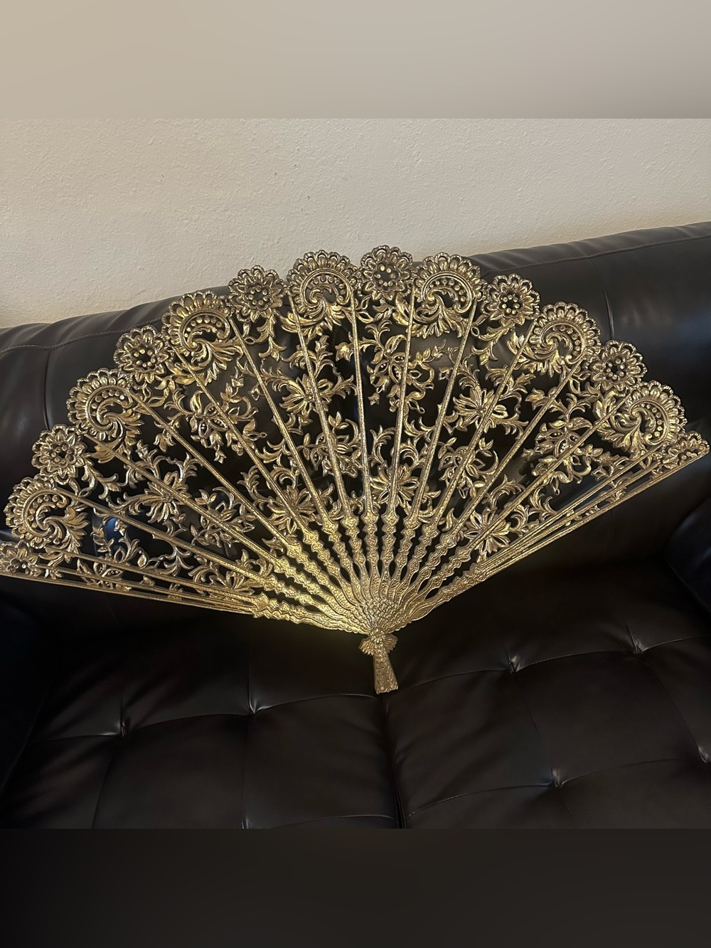FAN Vintage Burwood MCM Mid Century 70’s Gold Hollywood Regency Large 43x26 Inch